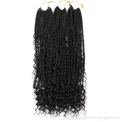 Wholesale wavy river curly box locs braids synthetic faux locs goddess crochet hair extensions braiding hair